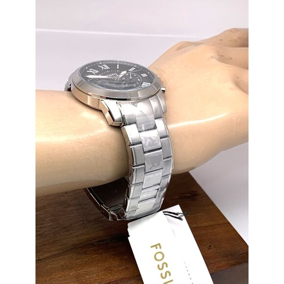Fossil Men's Watch FS4736 Grant Quartz Chronograph Black Dial Silver Steel 44mm - Picture 11 of 13